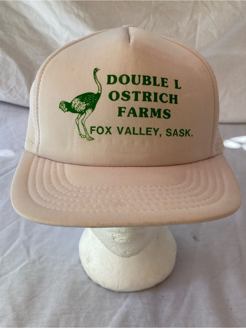 Vintage Double L Ostrich Farms Fox Valley Sask Trucker Snapback Hat